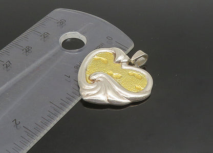 GORHAM 925 Silver  Vintage 2 Tone Heart Footprint Faith Quote Pendant  PT19071