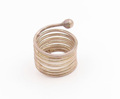 925 Sterling Silver Vintage Ring Coiled Wire With Ball Ends Band  Sz 9  RG33908