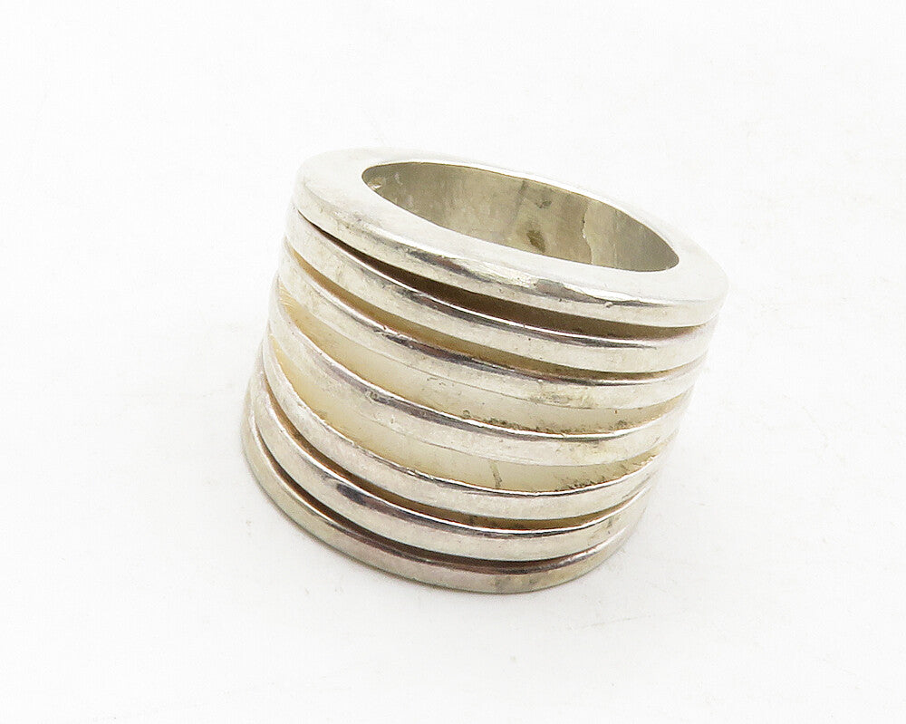 925 Sterling Silver  Vintage Shiny Split Shank Dome Band Ring Sz 7.5  RG12813