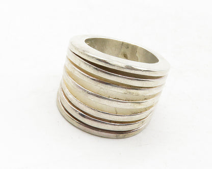 925 Sterling Silver  Vintage Shiny Split Shank Dome Band Ring Sz 7.5  RG12813