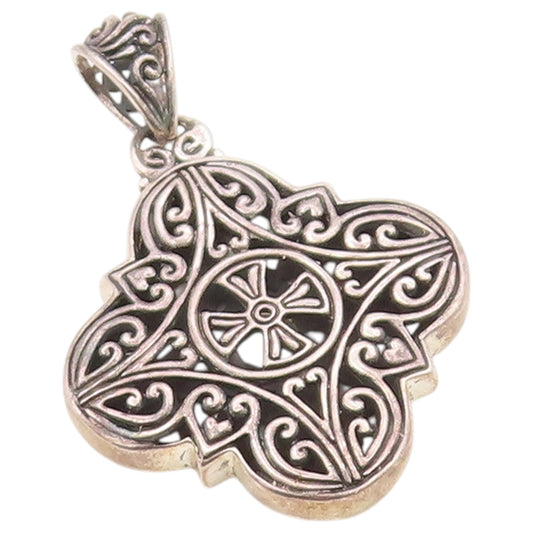 925 Sterling Silver Vintage Pendant Intricate Filigree Quatrefoil Cross  PT26402