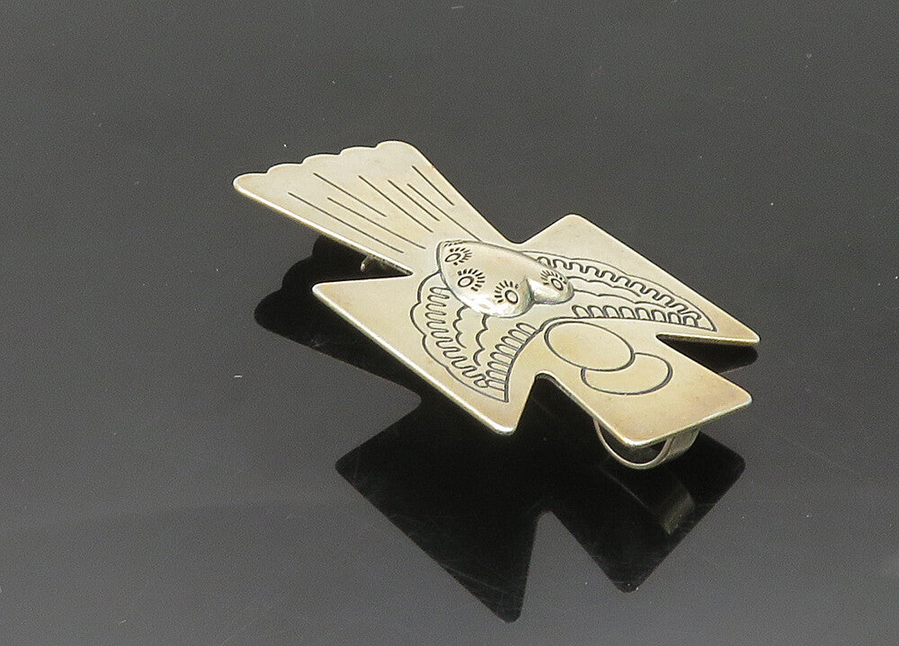 CAROLYN POLLACK 925 Silver  Vintage Shiny Love Heart Angel Brooch Pin  BP8245