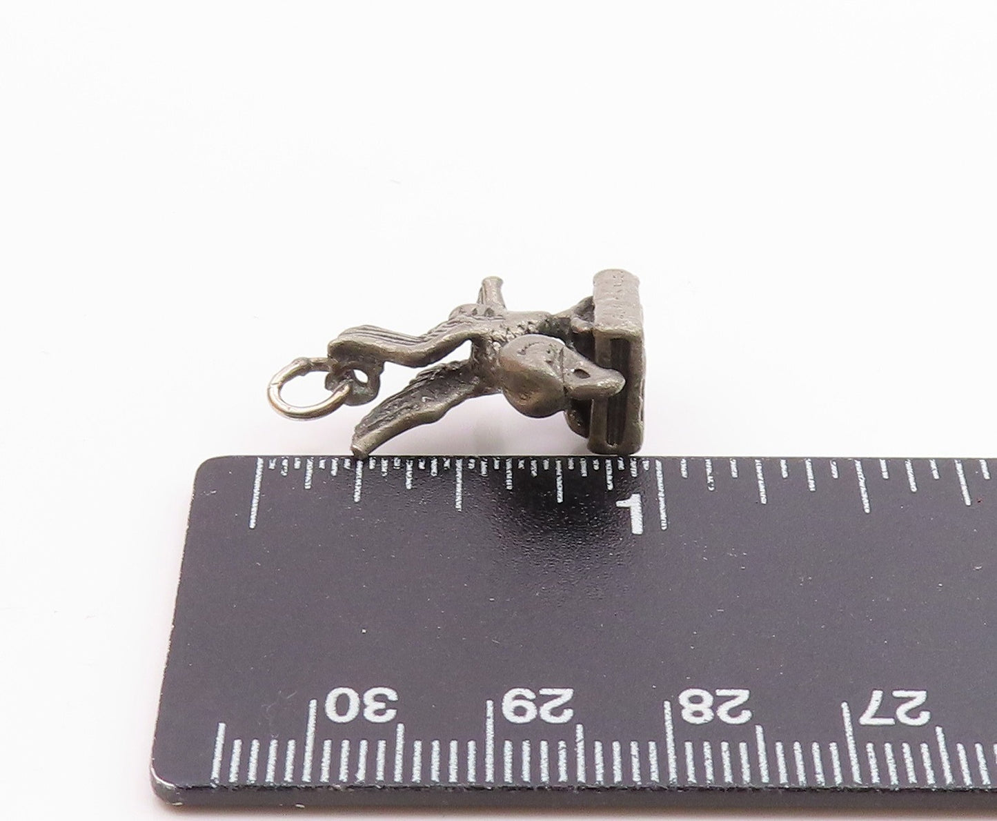 925 Sterling Silver Vintage Dark Tone Petite Bird Statue Pendant  PT15966