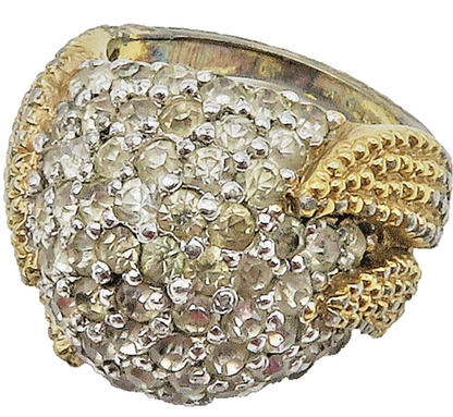 925 Sterling Silver Vintage Topaz Dome Two Tone Cocktail Ring Sz 6 RG15451