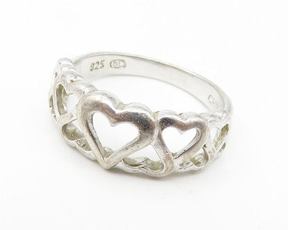 DL 925 Sterling Silver  Up & Down Open Love Hearts Band Ring Sz 7  RG10886