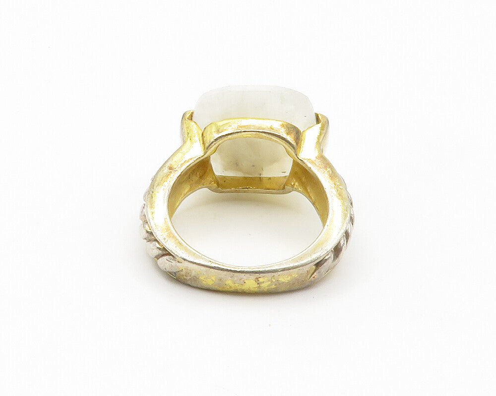 925 Sterling Silver Vintage Moonstone Gold Plated Cocktail Ring Sz 7  RG14653