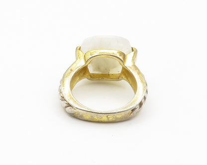 925 Sterling Silver Vintage Moonstone Gold Plated Cocktail Ring Sz 7  RG14653