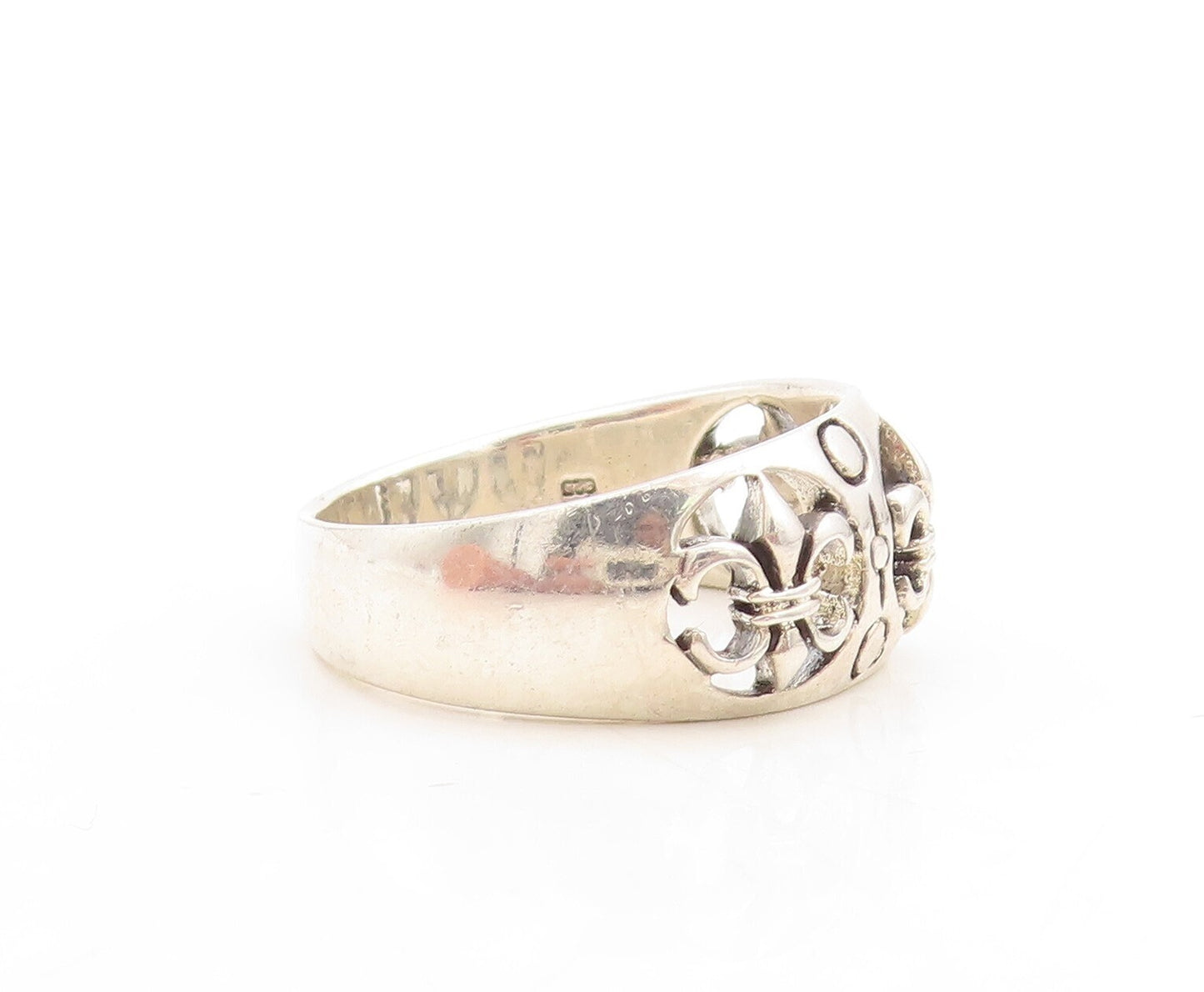 925 Sterling Silver Vintage Ring Designer Cutout Lily Flowers  Sz 14  RG31406