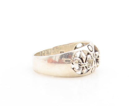 925 Sterling Silver Vintage Ring Designer Cutout Lily Flowers  Sz 14  RG31406