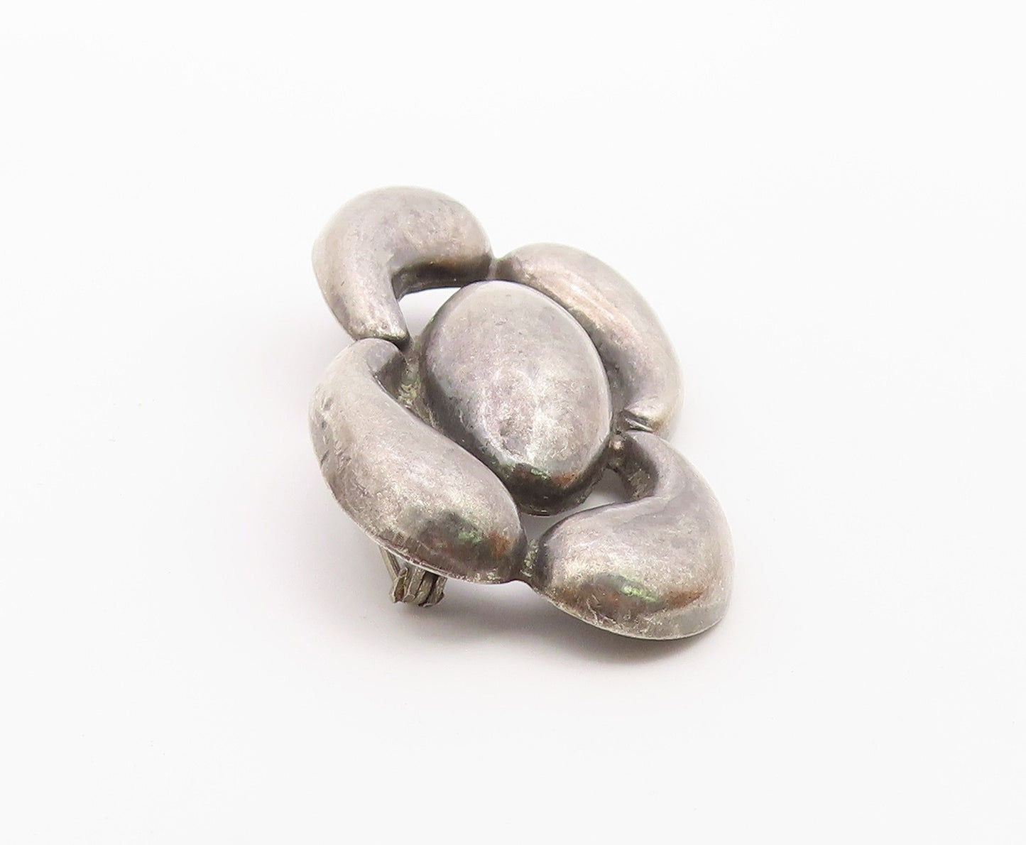 MEXICO 925 Sterling Silver  Vintage Antique Hollow Smooth Brooch Pin  BP7556