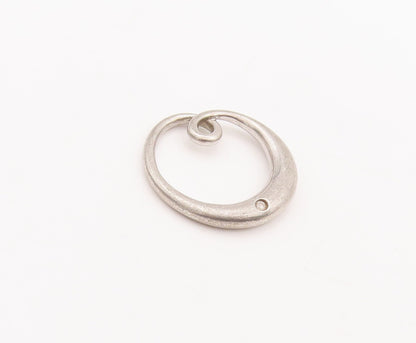925 Sterling Silver Vintage Pendant Designer Loop With Diamond Inlay  PT23425