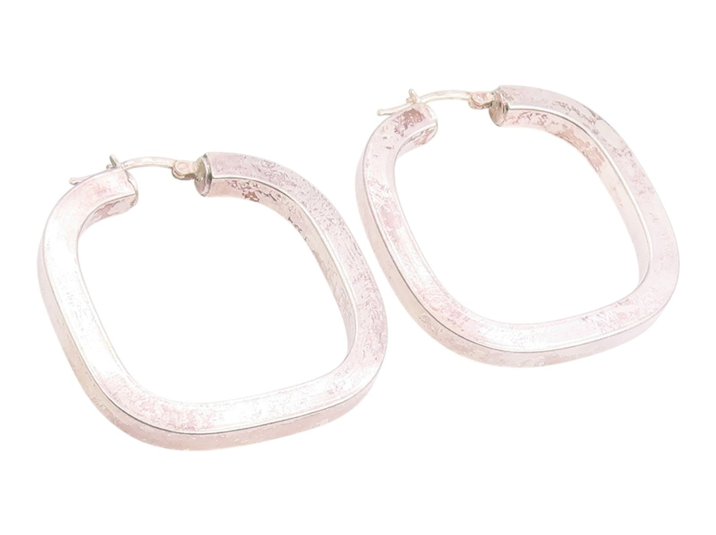 925 Sterling Silver Vintage Earrings Minimalist Geometric Square Hoops  EG14255