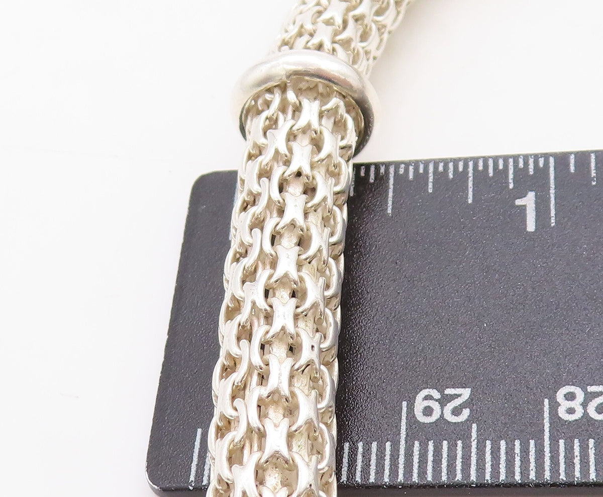 925 Sterling Silver  Shiny Polished Hollow Round Link Chain Necklace  NE1481