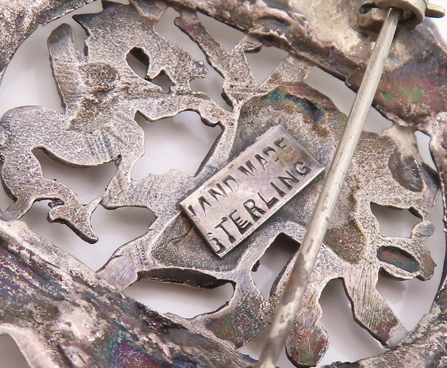 925 Sterling Silver Vintage Brooch Pin Saint George Slaying The Dragon  BP12389