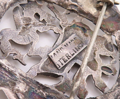925 Sterling Silver Vintage Brooch Pin Saint George Slaying The Dragon  BP12389