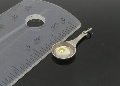 925 Sterling Silver  Vintage Fried Egg In Pan Petite Pendant  PT18875