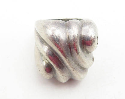 MEXICO 925 Sterling Silver  Vintage Fluted Square Dome Band Ring Sz 5  RG12061