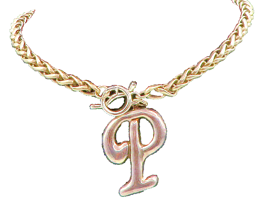 UNO DE 50 925 Silver  Vintage P Initial Pendant Wheat Chain Necklace  NE2175