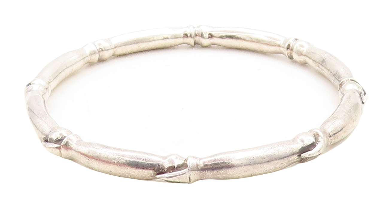 925 Sterling Silver  Vintage Shiny Bird Claw Pattern Bangle Bracelet  BT2074