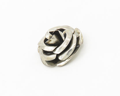 JASON LIVINGSTON NAVAJO 925 Silver  Vintage Rose Flower Brooch Pin  BP6991