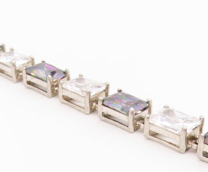 925 Sterling Silver  Vintage Cubic Zirconia & Mystic Topaz Bracelet  BT9518