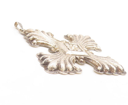 925 Sterling Silver Vintage Pendant REED & BARTON 1973 Swirly Cross  PT23844