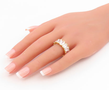 925 Sterling Silver Vintage Ring Gold Plated CZ Eternity Band  Sz 7  RG35014