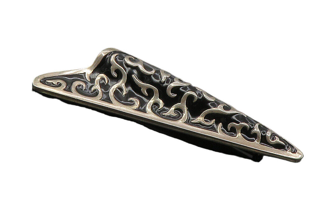NR 925 Sterling Silver  Vintage Enamel Coated Swirl Vine Brooch Pin  BP4033