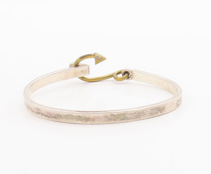 925 Sterling Silver Vintage Bracelet Solid Anchor Hook Lock  BT10680