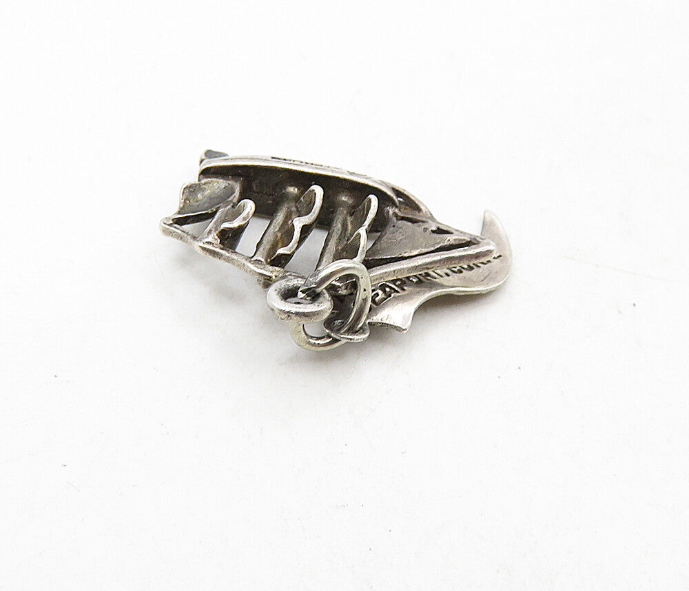 925 Sterling Silver  Vintage Petite Dark Tone Sail Boat Motif Pendant  PT6805