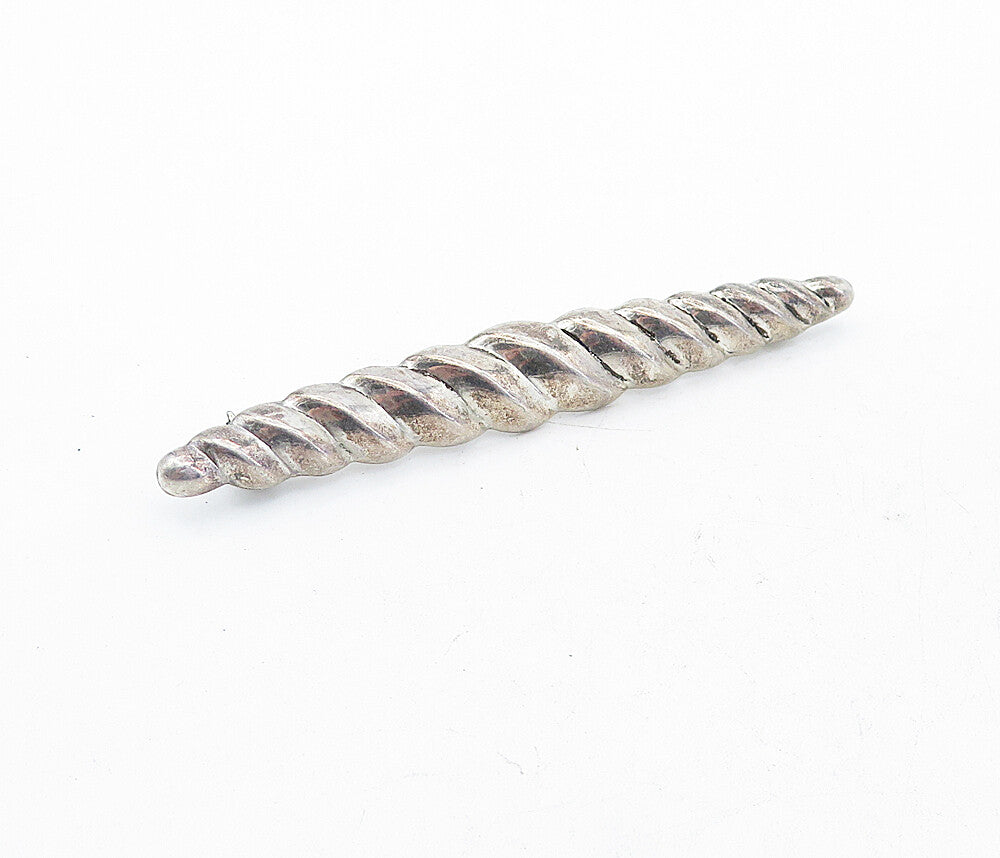 925 Sterling Silver  Vintage Shiny Hollow Twist Horizontal Brooch Pin  BP1873