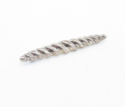 925 Sterling Silver  Vintage Shiny Hollow Twist Horizontal Brooch Pin  BP1873
