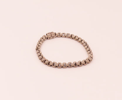925 Sterling Silver  Vintage Box Chain 3D Bracelet  BT9807