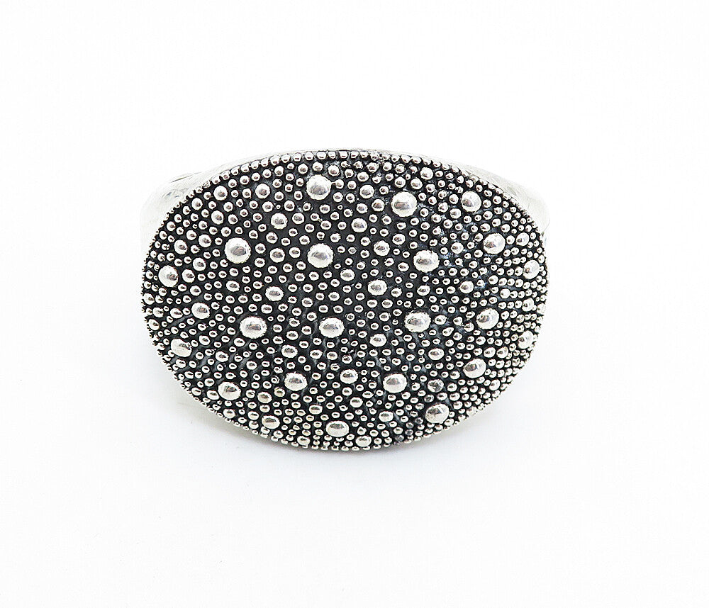 MICHAEL DAWKINS 925 Silver  Circle Patterned Large Hinge Cuff Bracelet  BT2701