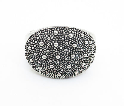 MICHAEL DAWKINS 925 Silver  Circle Patterned Large Hinge Cuff Bracelet  BT2701