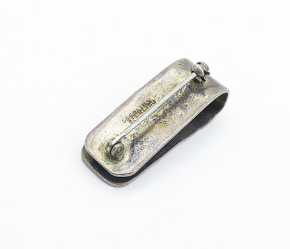 925 Sterling Silver Vintage Antique Hammered Oxidized Brooch Pin BP2471