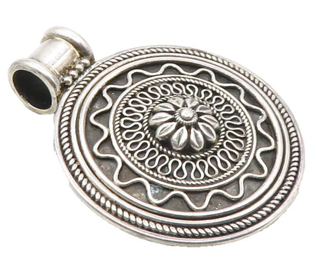 DOUG PAULUS 925 Sterling Silver  Vintage Shiny Floral Swirl Pendant  PT7778