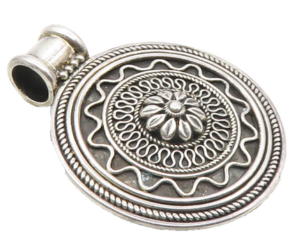 DOUG PAULUS 925 Sterling Silver  Vintage Shiny Floral Swirl Pendant  PT7778