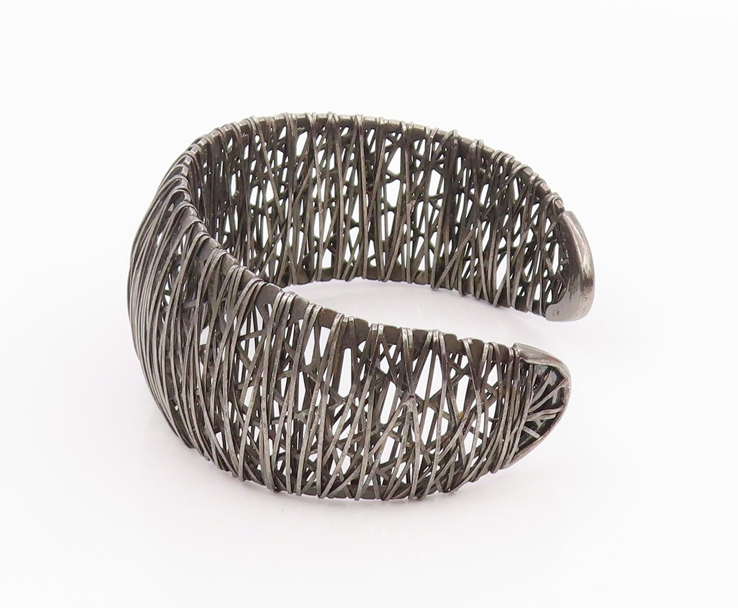 925 Sterling Silver Vintage Bracelet MILOR Intertwined Tangle Mesh Cuff  BT11953