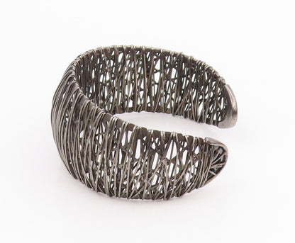 925 Sterling Silver Vintage Bracelet MILOR Intertwined Tangle Mesh Cuff  BT11953