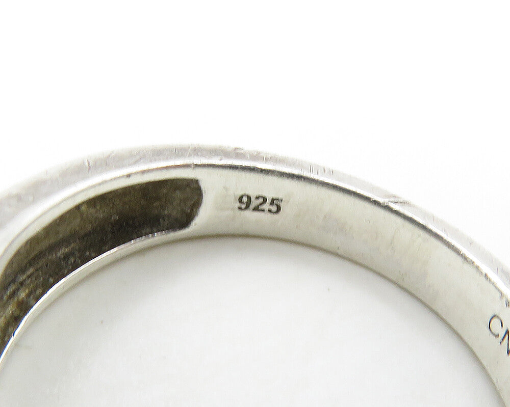 925 Sterling Silver  Vintage Genuine Diamonds Weaved Band Ring Sz 7  RG17976