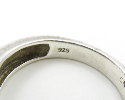 925 Sterling Silver  Vintage Genuine Diamonds Weaved Band Ring Sz 7  RG17976