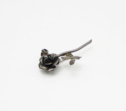 MEXICO 925 Sterling Silver  Vintage Sculpted Flower Brooch Pin  BP1020