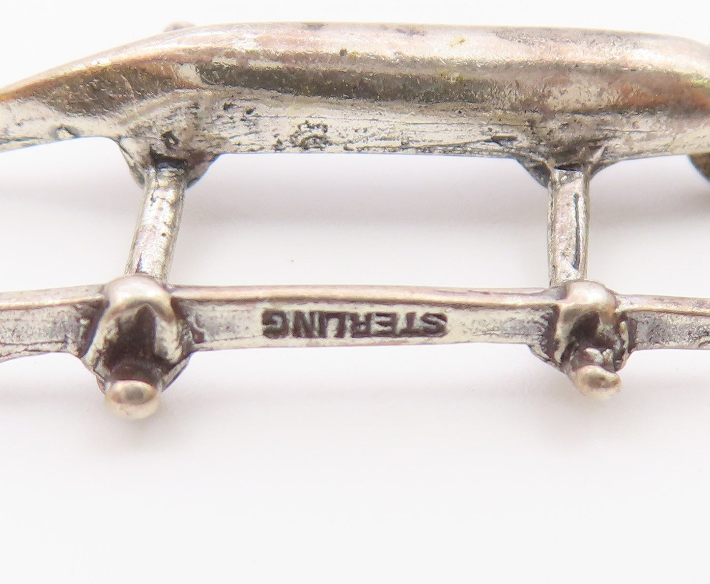 925 Sterling Silver  Vintage Sculpted Canoe Boat Pendant  PT21125