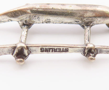 925 Sterling Silver  Vintage Sculpted Canoe Boat Pendant  PT21125