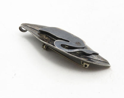 PEDRO CASTILLO TAXCO 925 Silver Vintage Oxidized Floral Leaf Brooch Pin BP3863