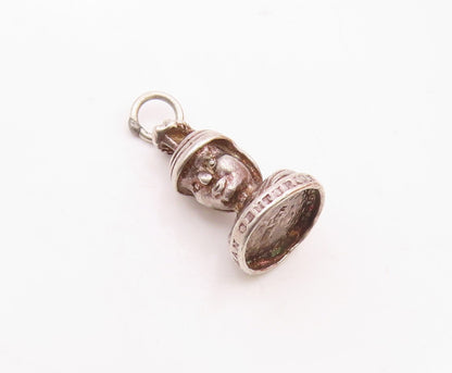 925 Sterling Silver  Vintage Man With Aviator Hat Charm Pendant  PT21416