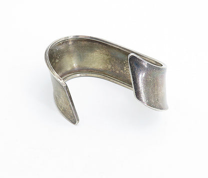 NAVAJO 925 Sterling Silver  Vintage Smooth Dark Tone Cuff Bracelet  BT3024