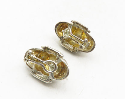 925 Sterling Silver  Vintage Shiny Floral Dome Design Drop Earrings  EG5103