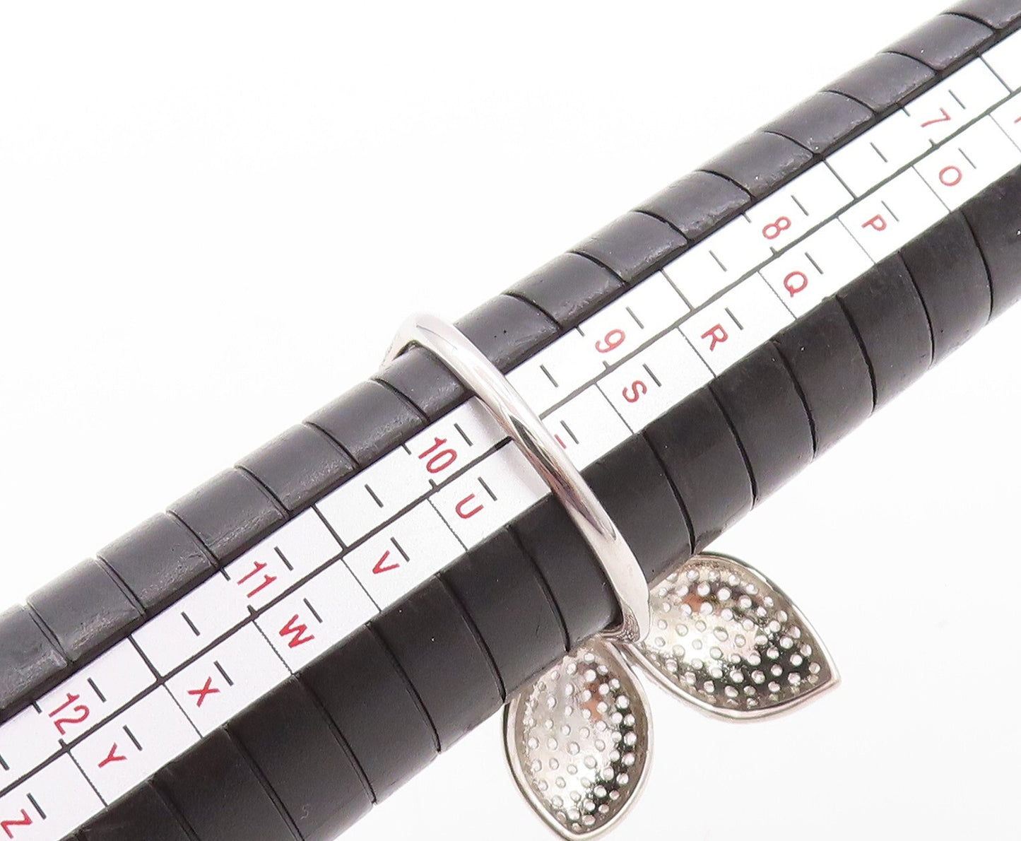 925 Sterling Silver Vintage Ring Modernist CZ Inlay Flower Cutout Sz 10  RG31439